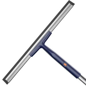 Window Squeegee with Stainless Steel Telescopic Handle Connectable Long Commercial Glass Cleaning Silicone Shower Wiper