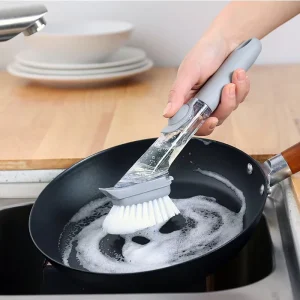 Window and Dish Cleaning Brush with Refillable Liquid and Replaceable Brush Head PP Material Eco-Friendly