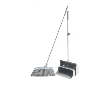 Windproof Upright Broom and Dustpan Set for Home and Commercial Use Heavy Duty Broom and Dustpan Set with Long Handle