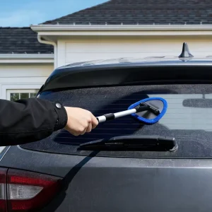 Windshield Cleaner Tool Car Cleaning Brush Kit Extendable Metal Handle 4 Microfiber Pads Portable Glass Wiper Brush Kit For