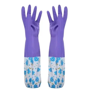 Winter Fleece Rubber Kitchen Cleaning Dishwashing Latex Warm Gloves for Household