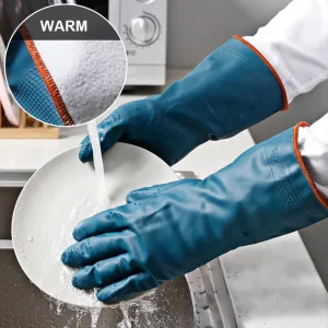 Winter Warm Household Dishwashing Gloves Waterproof Durable Thickened Rubber Reusable