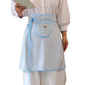 Wipeable Apron Custom Logo One Pocket Absorbent Soft Lightweight Salon Barber Home Use Chef Kitchen Half Waist Apron for Women
