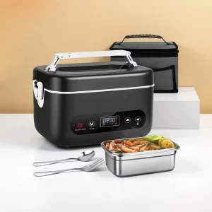 Wireless Portable Electric Lunch Box Built-in Battery 12000mAh 5-Cup Bento 80W No-Water Heating for Travel and Home