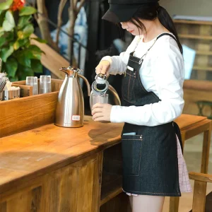 Women Men Denim Aprons Kitchen Chef Apron Custom Logo Apron for Beauty Salon Hairdresser Barber Work Restaurant