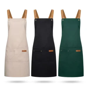 Women’s Custom Printed Cotton Bib Apron for Summer Work Waterproof Oil Proof and Thin Stain Resistant for Cleaning on
