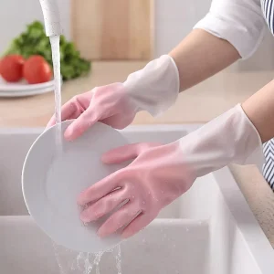 Women’s Gradient Nitrile Rubber Dishwashing Gloves Durable Kitchen Housekeeping Cleaning Clothes Waterproof Household Gloves