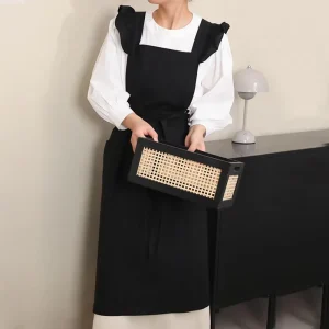 Women’s Korean Style Ruffled Cotton Sleeveless Bib Anti-Stain Waterproof Cooling Apron for Nail Salon Flower