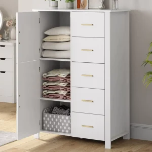 Wood Five-Drawer Dresser Storage Cabinet