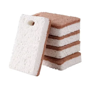 Wood Pulp and Natural Sisal Hemp Double Sided Cleaning Sponges Non Scratch Wood Pulp Sponges