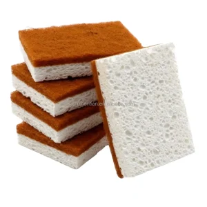 Wood Pulp and Natural Sisal Hemp Double Sided Cleaning Sponges Non Scratch Wood Pulp Sponges