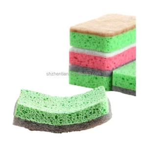 Wood Pulp and Natural Sisal Hemp Double Sided Cleaning Sponges Non Scratch Wood Pulp Sponges