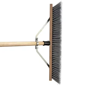Wooden Handle Heavy-Duty Push Broom Stiff Gray Nylon Bristle Outdoor Sweeper Garage Patio Deck Warehouse Floor Cleaning Model