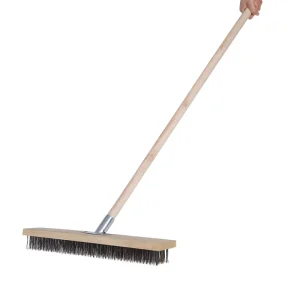 Wooden Handle Pool Wire Brush Commercial Garden Metal Broom Floor Srubber Brush Stainless Steel Bristles Deck Brush