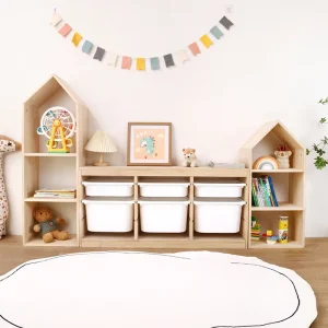 Wooden Kids Storage Cabinet for Toys Books and Shoes