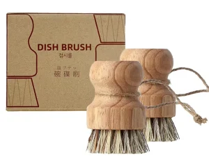 Wooden Pot Kitchen Dish Washing Brush for Kitchen Set Bamboo Eco-friendly 2 Pcs Wooden Handle Cleaning Brushes Vegetable Brush