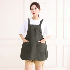 Work Cobbler Nail Tech Bib Sleeveless Cotton Canvas Apron with Pockets Durable and Washable for Women
