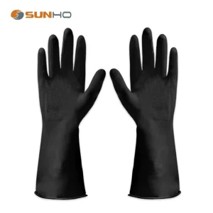 Work Gloves Black Long Rubber Waterproof Latex Industrial Wear EN388 Certified Cleaning Washing Food Household Use