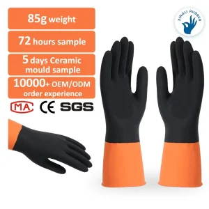 Working Washing Gardening Hotel Black Orange Latex Rubber Household Gloves