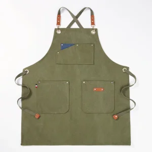 Workwear Sleeveless Apron Heavy Duty and Washable Customized Logo Embroidery Printing for Bar Cocktail Barista Use