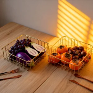 Wrought Iron Multi-Purpose Storage Basket for Dining Room, Kitchen, and Living Room