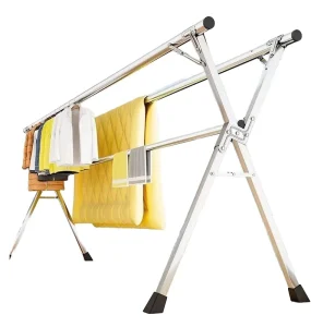 X Shaped Stainless Steel Clothes Drying Rack Foldable Space Saving Laundry Organizer Heavy Duty for Indoor Outdoor Use