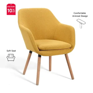 YMG BM7358A Home Modern Wooden Legs Fabric Upholstered Fabric Restaurant Dining Room Chairs with Arms