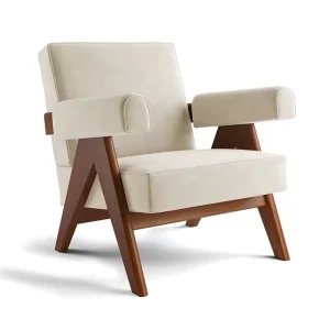 YOUTAI Modern Casual Solid Wood Flannelette Sofa Chair Living Room Single Comfortable Chair Furniture