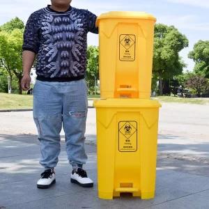 Yellow 50 Litre Bins with Foot Pedals and Plastic Medical Dustbin and Hospital Medical Container