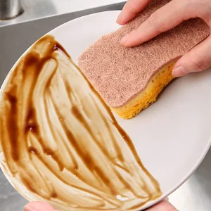 Yellow Cellulose Sponge Dual Abrasive Layers 3 in 1 Sustainable Scrubbing 500% to 750% Absorption Kitchen Dishwashing