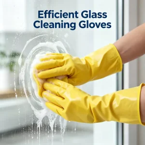 Yellow Daily Use Reusable Waterproof Natural Rubber Laundry Kitchen Clean Dish Washing Household Cleaning Gloves