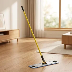 Yellow Handle Aluminum Flat Dust Mop Set Clip type Microfiber Dust Push Mop for Household Hotel Property Cleaning