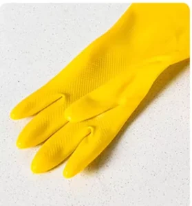 Yellow Household Rubber Latex Gloves for Cleaning and Kitchen Use, 29CM Length