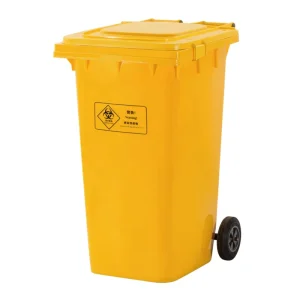 Yellow Plastic Garbage Container 240 Liter Medical Waste Bin with Wheels