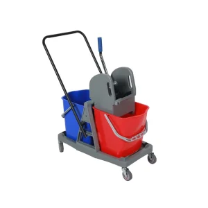 Yellow Plastic Mop Bucket with Double Wringer Trolley 46L Capacity Boiling Water Applicable for Household Use