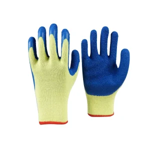 Yellow Polycotton Knitted Orange Latex Coated Hand Protective Glove EN388