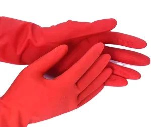 Yellow Red Orange Pink Medium Thickness Rubber Long Cuff Reusable Household Gloves for Dishwashing and Kitchen Cleaning