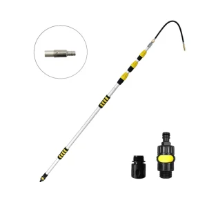 Yellow Reusable Aluminum Gutter Cleaning Tools Ground 4.5M Adjustable Water Flow Modes Push Button Switch Model WP-TG4502