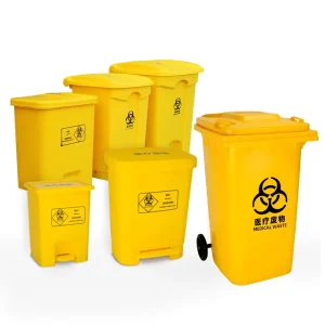 Yellow Standing Medical Waste Trash Bin Hospital Clinic Foot Operated Medical Trash Bin