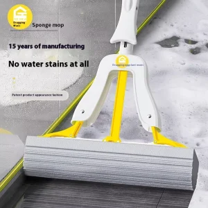 Yellow Steel Thickened PVA Sponge Mop Fast Water Absorption Folding Type Adjustable Water Squeezing