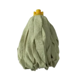 Yellow Strip Microfiber Mop Head With Plastic Head Looped End Cut End Microfiber Floor Mop Head