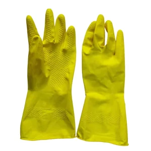 Yellow Water Proof Oil Resistant Cleaning Household Gloves Anti Slip Dishwashing Durable Latex Household Hand Gloves