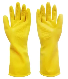 Yellow Waterproof Household Gloves for Kitchen and Laundry Use