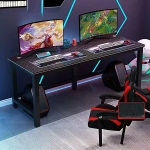 Z-N-058 Ergonomic L-Shaped E-Sports Double Computer Table Steel Frame MDF Surface Monitor Shelf CPU Stand for Gaming