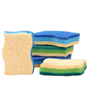 l Eco Friendly Natura Cellulose Sponge Composite Scouring Pad Made Wood Pulp Kitchen Dish Washing